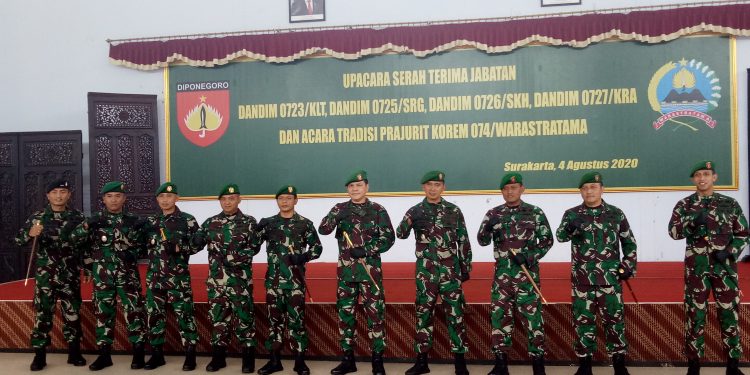 Sertijab 4 Dandim di Solo Raya , Kolonel Inf Rano Tilaar Sebut Kepercayaan Kepada TNI AD Meningkat.