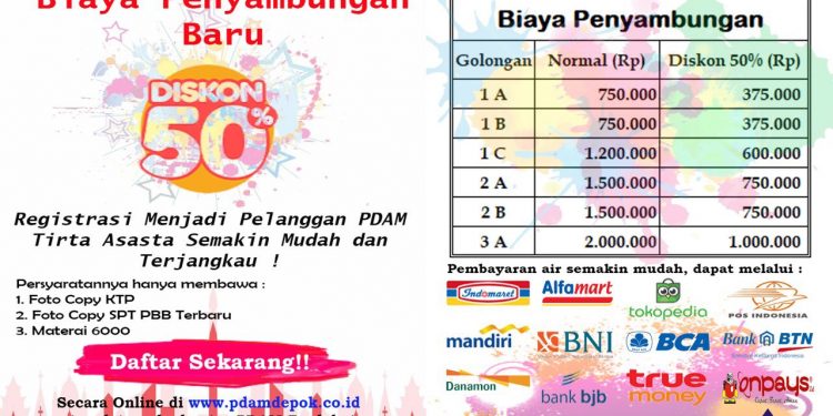 Sambut Hari Kemerdekaan Ke 75, PDAM Tirta Asasta Gelar Diskon 50 Persen