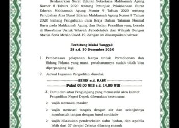 Pelayanan Lockdown, PN Depok Tetap Gelar Sidang