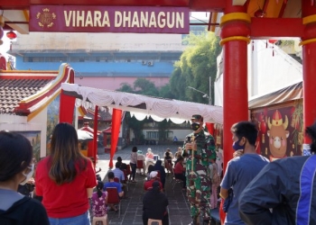 Danrem 061/Sk Pantau Serbuan Vaksinasi Vihara Dhanagun Kota Bogor