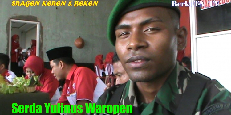 Serda Yulinus Waropen , Prajurit TNI Asal Papua Bangga Ikut Upacara Bareng Pekerja & Warga di Masaran Sragen Jawa Tengah