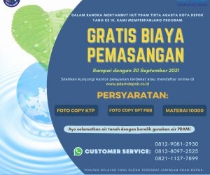 Sambut HUT Ke 10, PDAM Depok Gratiskan Sambungan Baru Hingga 30 September 2021