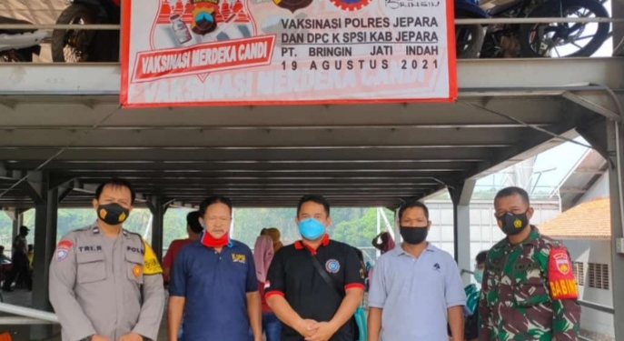 DPC K SPSI Jepara,  Gelar Vaksinasi Merdeka Candi di PT Bringin Jati Indah