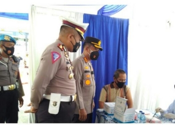 Satlantas Polres Metro Depok, Gelar Vaksinasi di Terminal