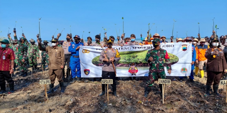 Polres Jepara Tanam Pohon Mangrove Dalam Rangka Polda Jateng Mageri Segoro