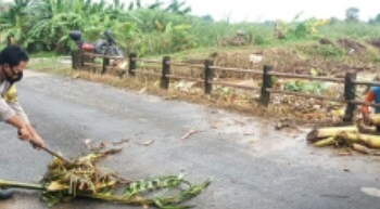 Jembatan Kali Sengon Desa Paren Mayong Ketika Hujan Dipenuhi Sampah