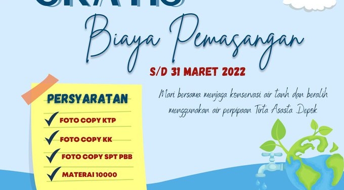 PT. Tirta Asasta Depok (Perseroda) Memperpanjang Promo Gratis, Karna Tingginya Animo Masyarakat