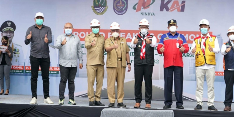 Gubernur Jawa Barat Ridwan Kamil Letakan Batu Pertama Pembangunan Underpass Dewi Sartika di Kota Depok