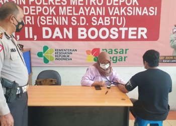 Satpas Sim 1221 Pasar Segar Sukmajaya, Gelaran Vaksin Tema Mudik Oke! Sehat Oke! Penguat Oke.