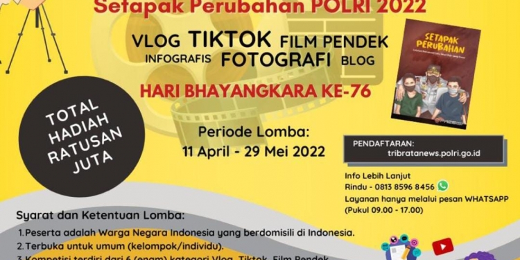 Peringati Hari Bhayangkara ke-76, Polri Gelar Lomba Karya Film Pendek, Vlog, Tiktok, Blog, Infografis dan Fotografi