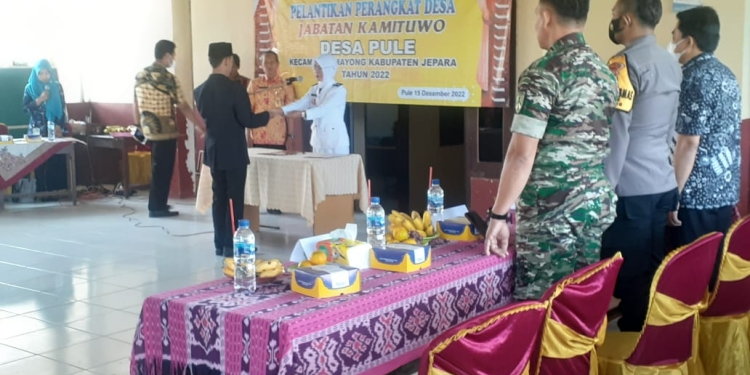 Amankan Pelantikan Perangkat Desa Pule, Koramil 05/Mayong Bersinergi