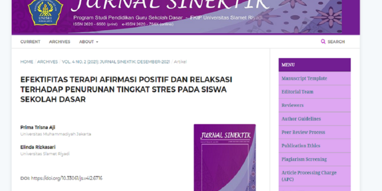 Dosen prodi PGSD Unisri Surakarta Bekerja Sama Dosen Kesehatan Terbitkan Penelitian Kolaborasi Multidisiplin