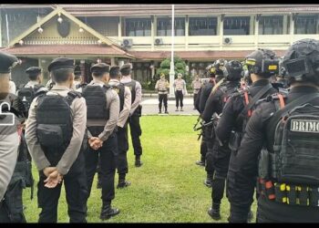 Pasca Coblosan Polisi Sragen Stand By On Call di Kompleks Pemda 
