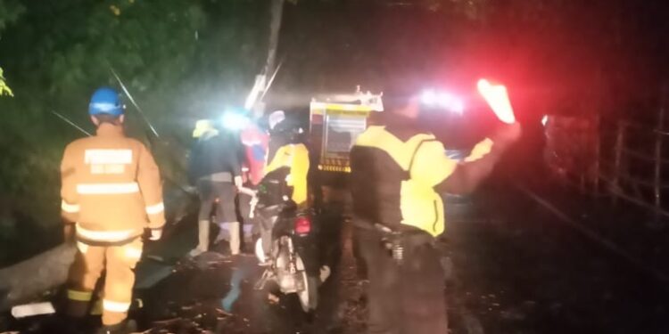 Polsek Cisurupan Tangani Cepat Pohon Tumbang di Jalan Raya Cisurupan–Cikajang