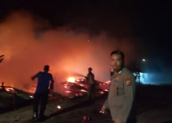 Polsek Pameungpeuk Cek TKP Kebakaran 4 Unit Rumah